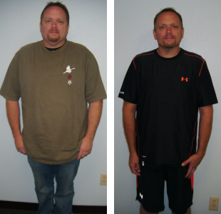 Before and after weight loss pictures of a man
